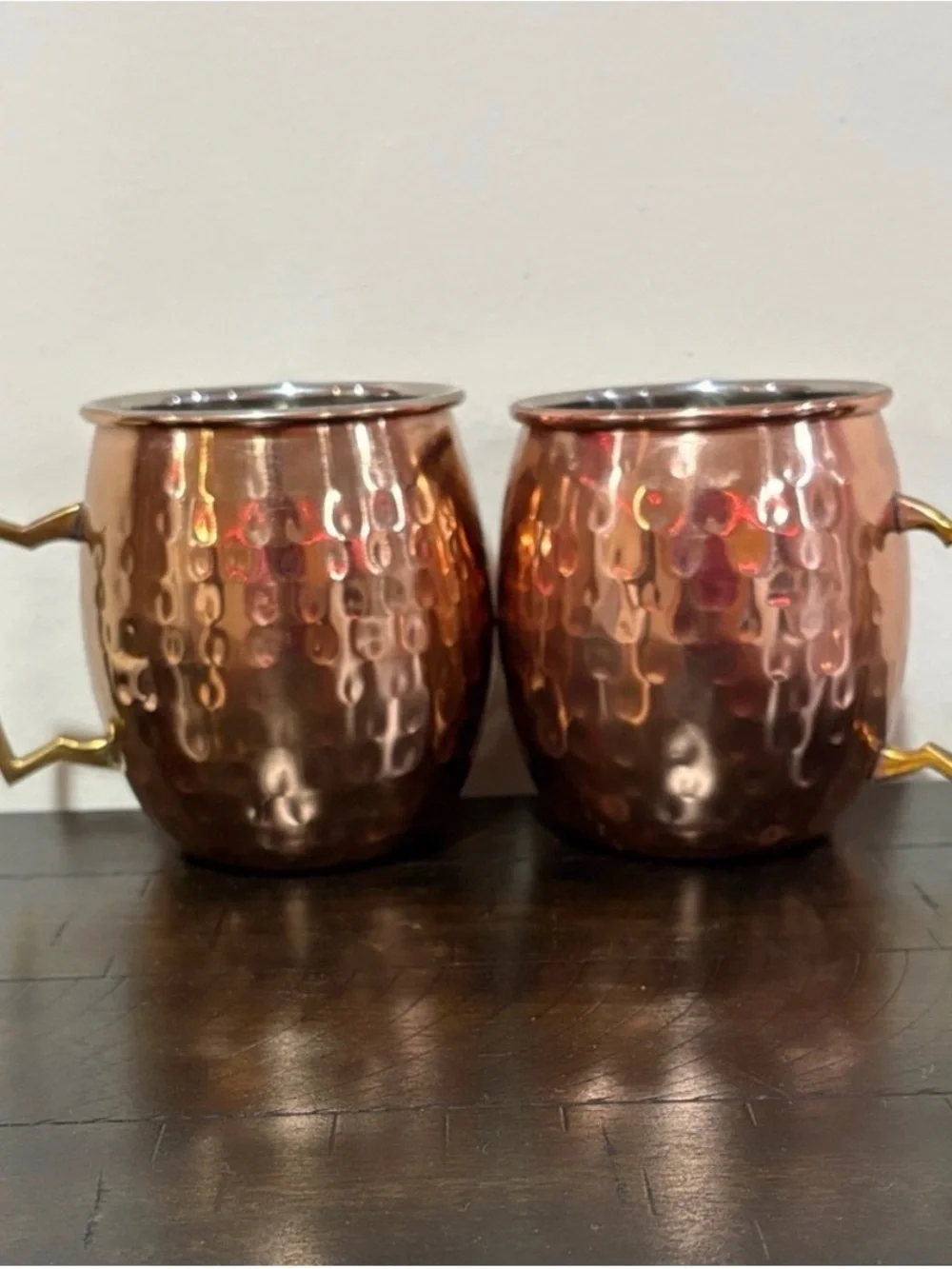 Pier 1 Copper-Tone Hammered Mule Mug Set